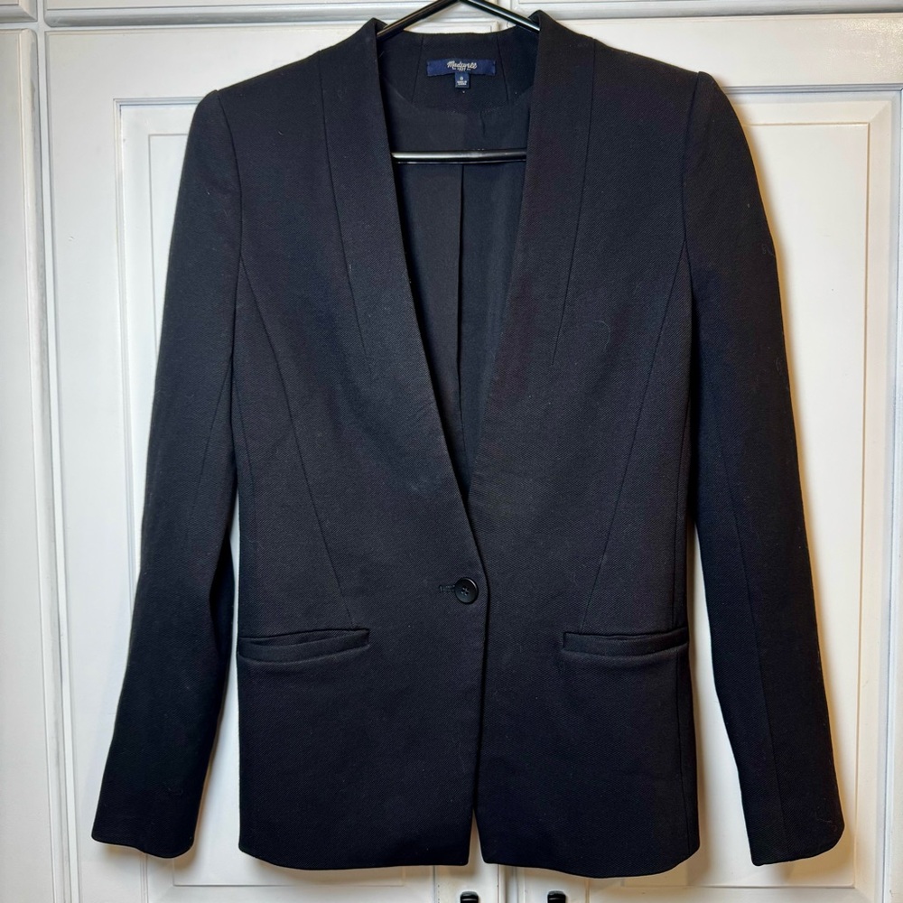 Madewell Classic Colarless Black Blazer- Size 0
